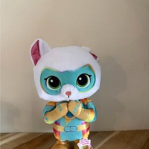 Plush Cat Superhero Toy - White, Teal, Yellow